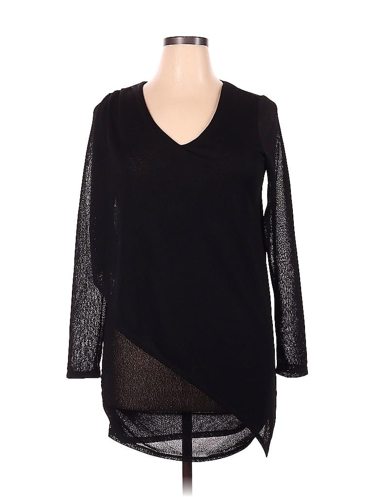 Lola & Sophie 100 Polyester Black Long Sleeve Top Size XL 83 off