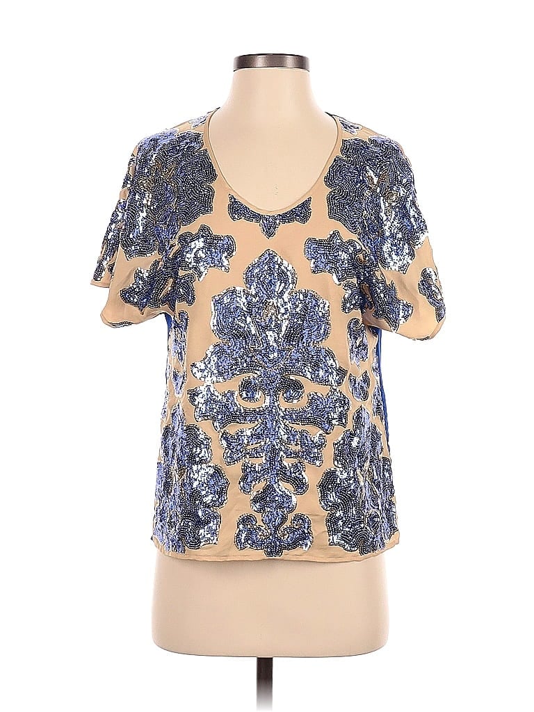 Pre-owned Tracy Reese Short Sleeve Blouse In Blue