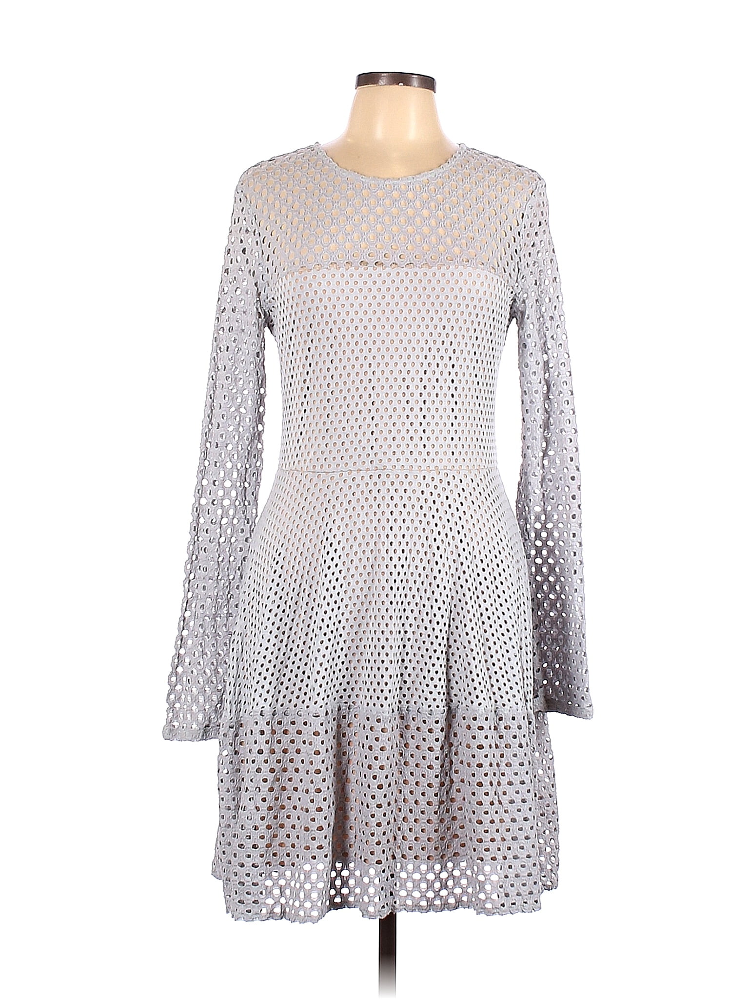 BCBGMAXAZRIA Solid White Gray Cocktail Dress Size L - 51% off | thredUP