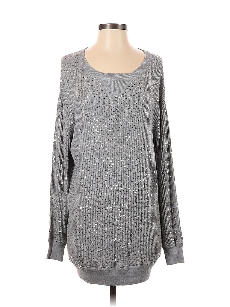 Haute Hippie Color Block Polka Dots Gray Silk Pullover Sweater Size XS - photo 1