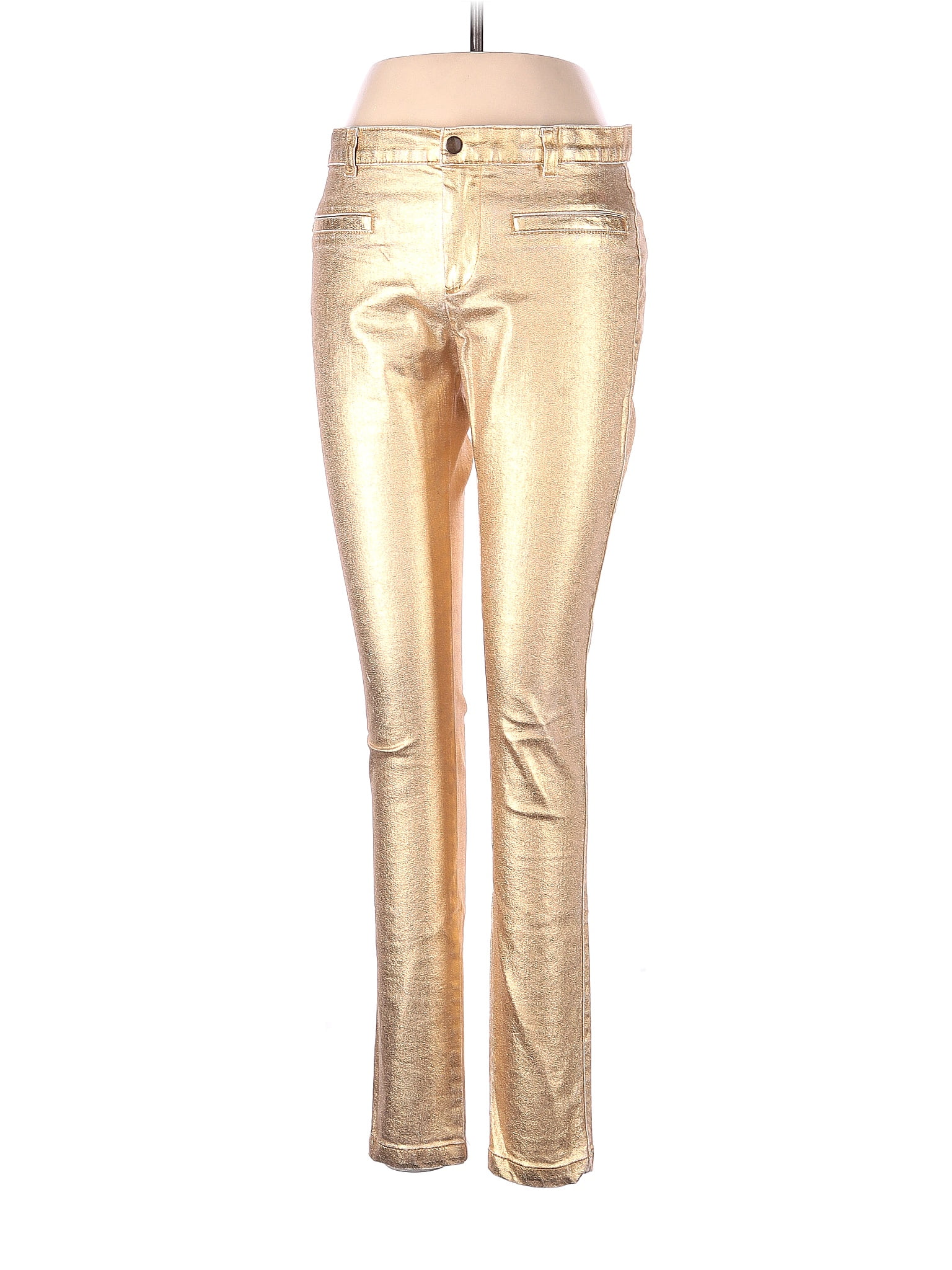 Trafaluc by Zara Solid Metallic Gold Jeggings Size M - 66% off