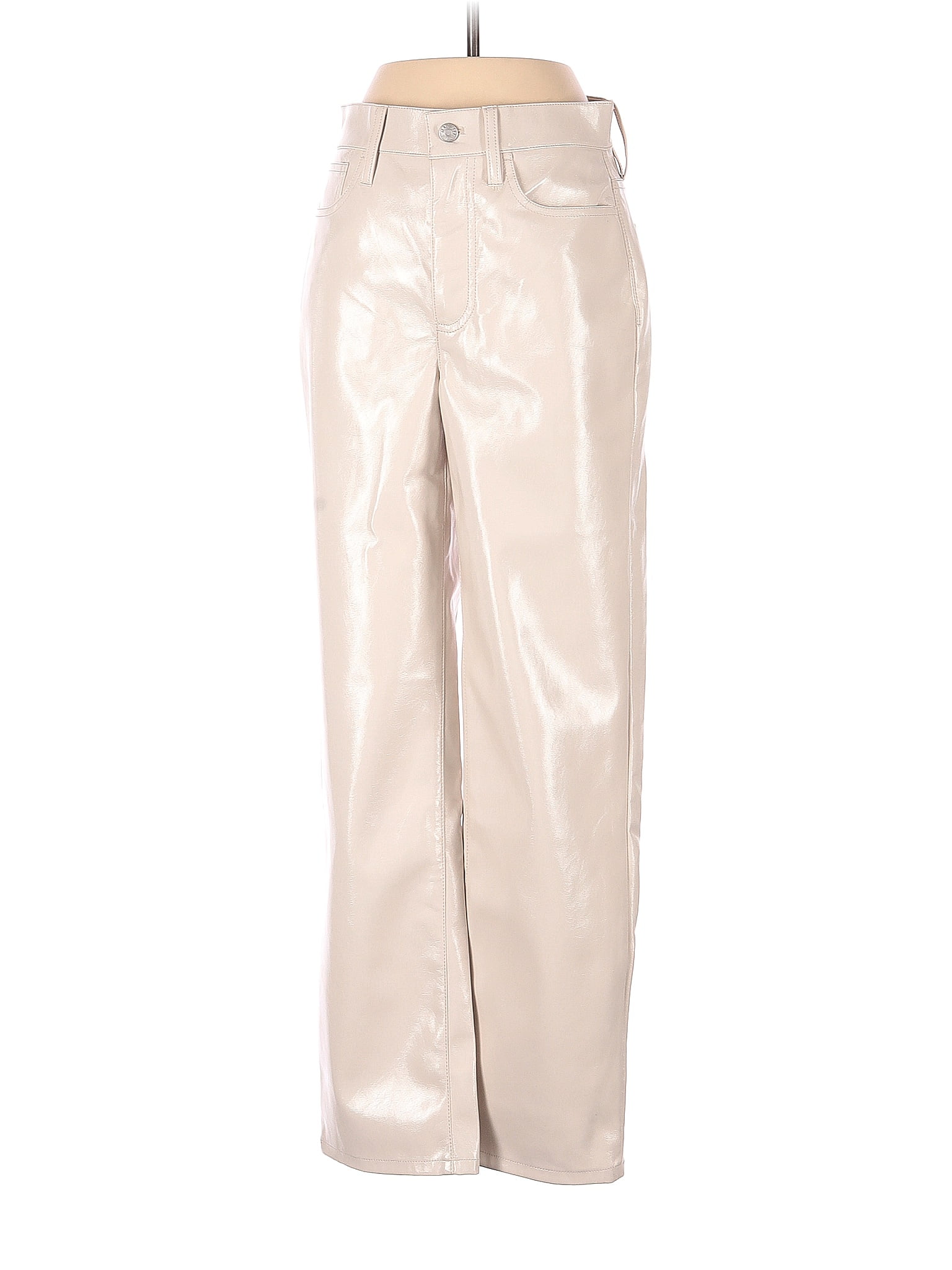 Madewell Solid Ivory Faux Leather Pants 24 Waist 79 off ThredUp