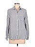 Velvet Heart 100% Rayon Stripes Silver Gray Long Sleeve Button-Down Shirt Size M - photo 1