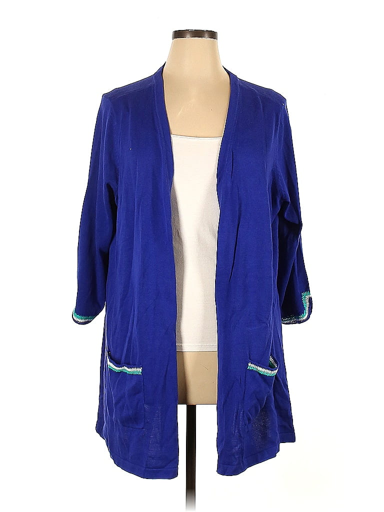 Susan Graver Color Block Solid Blue Cardigan Size Xl 76 Off Thredup