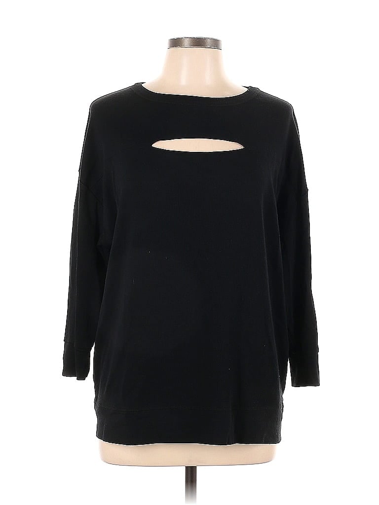 Chaser Solid Black Long Sleeve Top Size L - photo 1