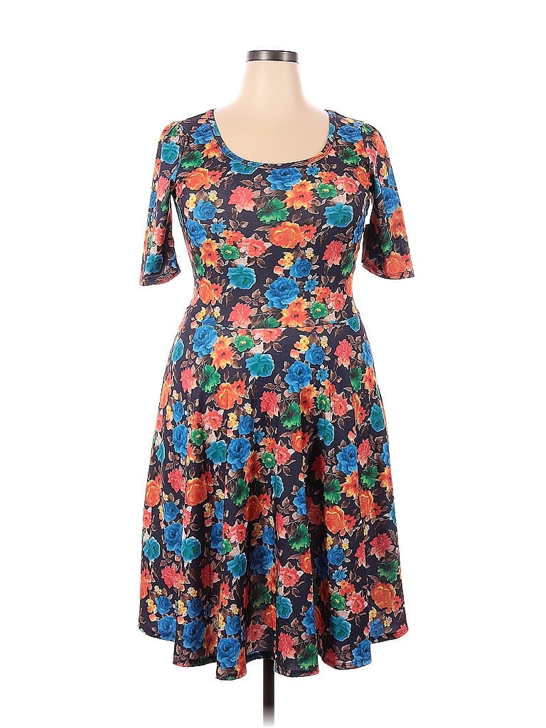 Lularoe Floral Multi Color Brown Casual Dress Size XL - 49% off