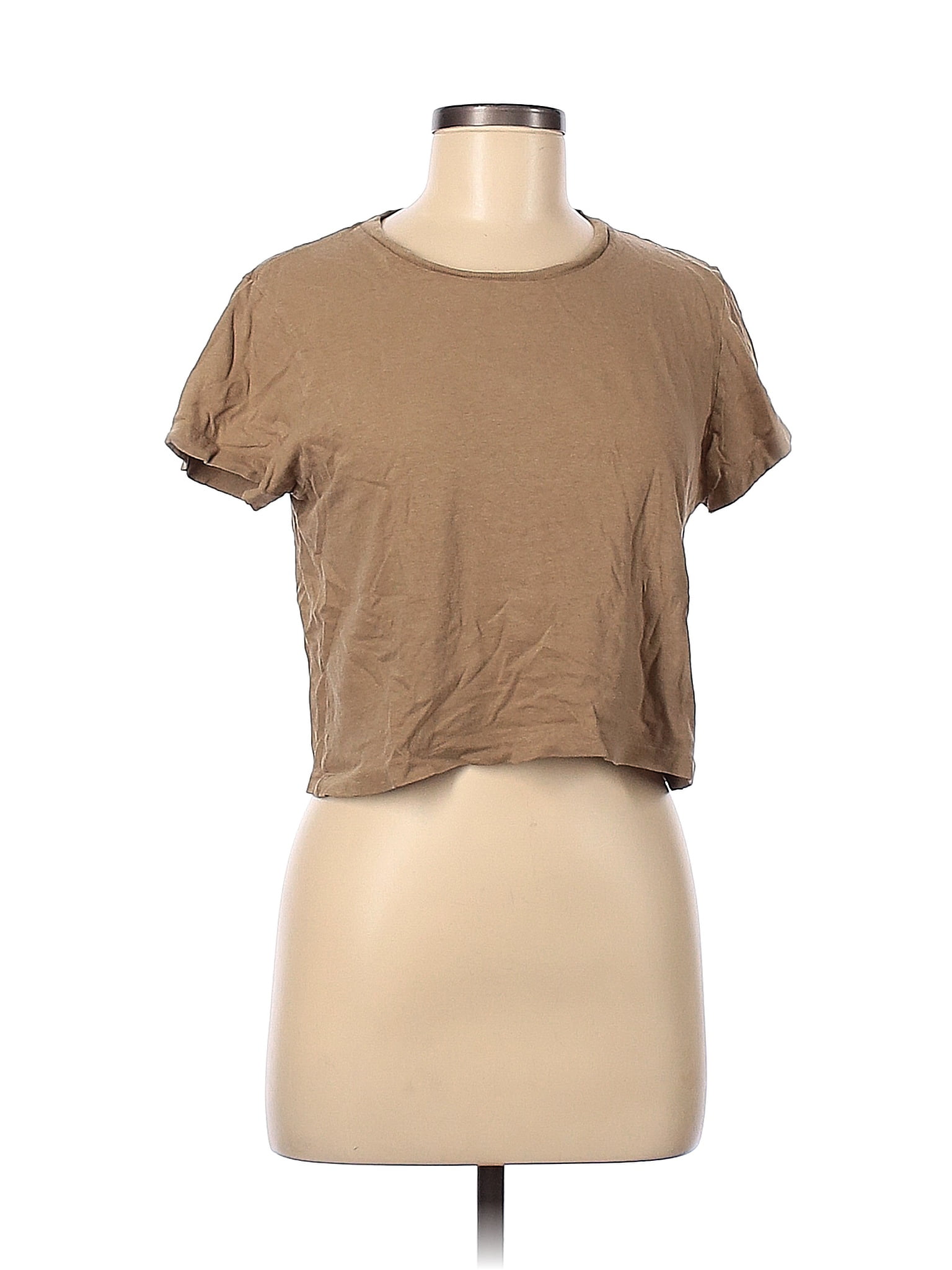 Denim Forum 100% Cotton Solid Tan Short Sleeve T-Shirt Size M - 62% off