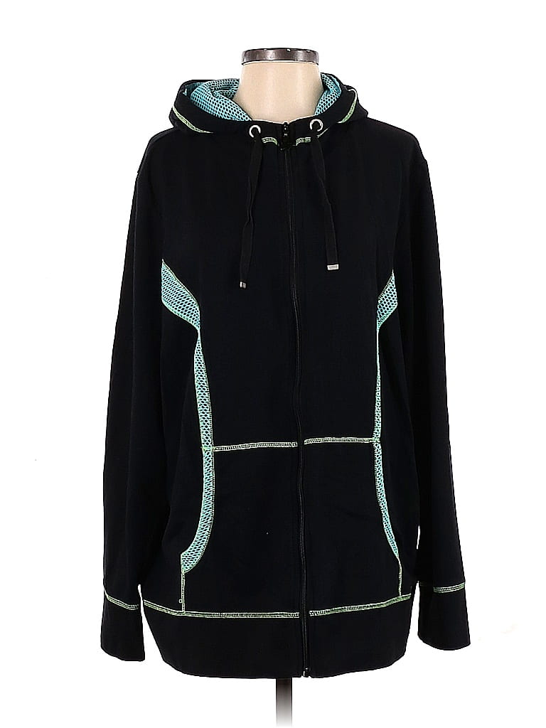Active Solid Teal Black Zip Up Hoodie 24 Waist 53 off thredUP