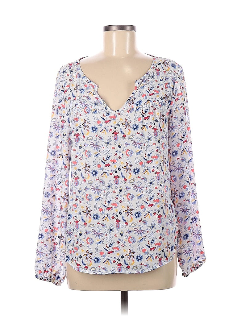Gap Outlet 100% Polyester Floral White Long Sleeve Blouse Size M - 57% ...