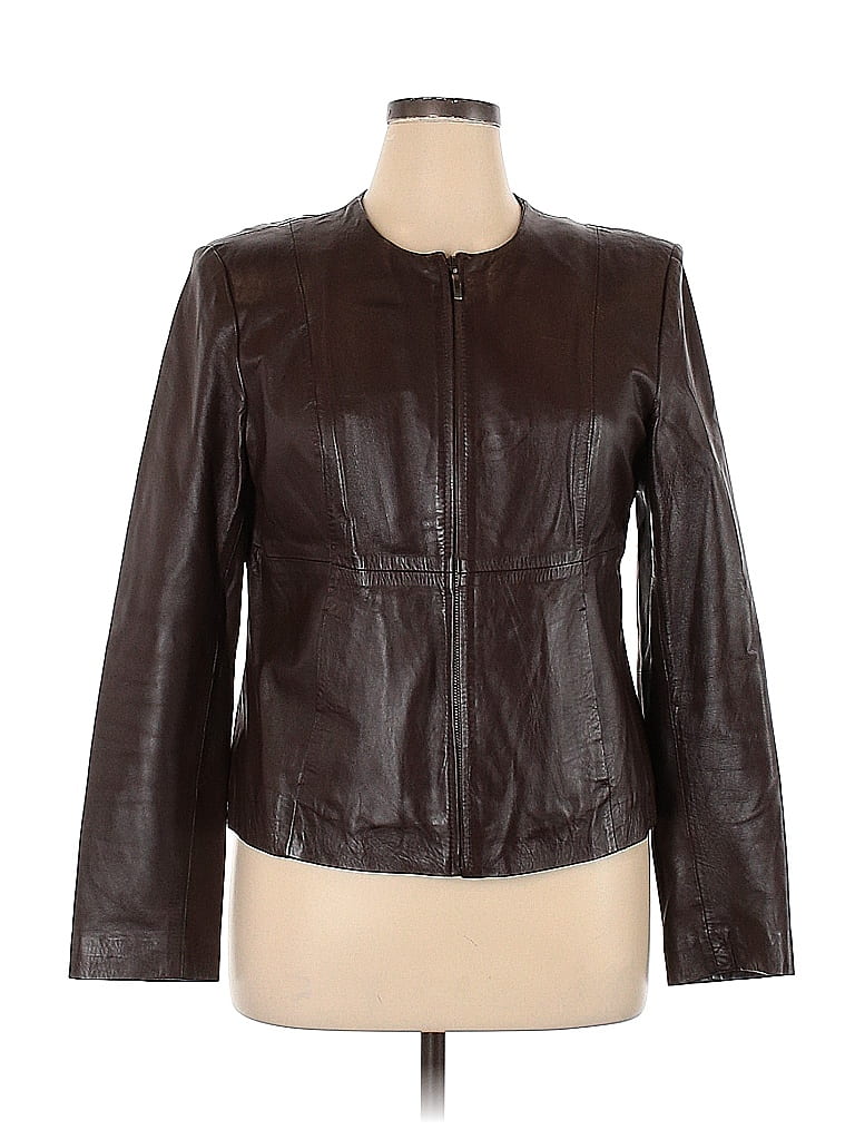 Style&Co 100% Leather Solid Brown Leather Jacket Size L - 64% off | thredUP