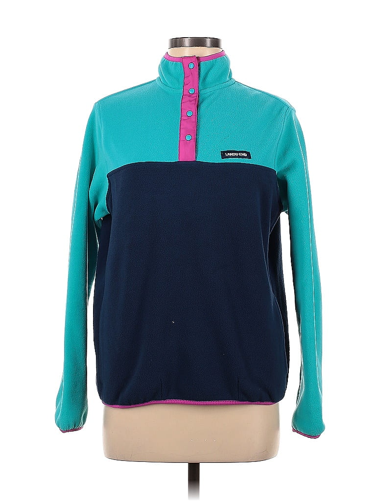 Lands' End 100 Polyester Color Block Blue Fleece Size 6 70 off
