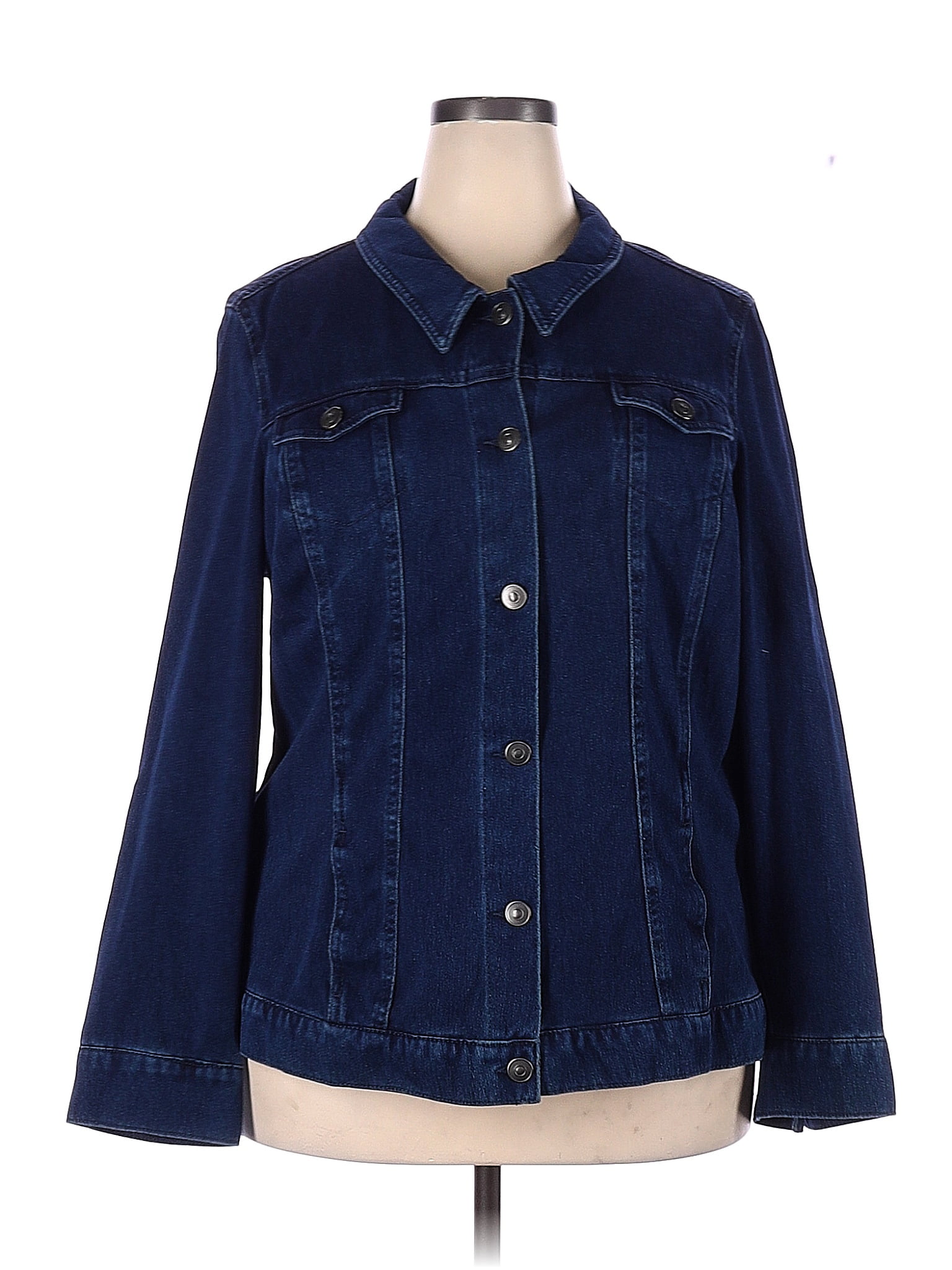 Gloria Vanderbilt Solid Blue Denim Jacket Size XL - 53% off | thredUP