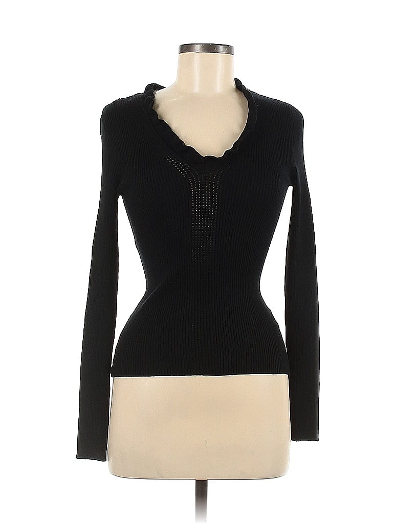 Hooked Up Color Block Solid Black Pullover Sweater Size S - 68% off ...