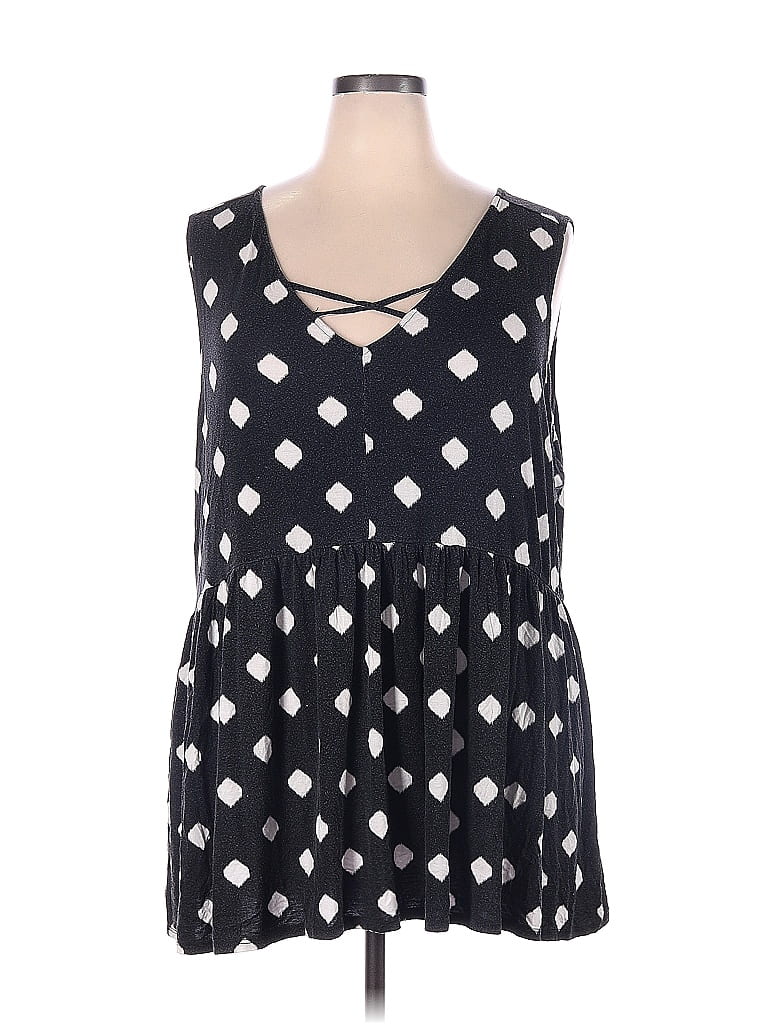 Terra & Sky Polka Dots Black Gray Long Sleeve Top Size 3X (Plus) - photo 1
