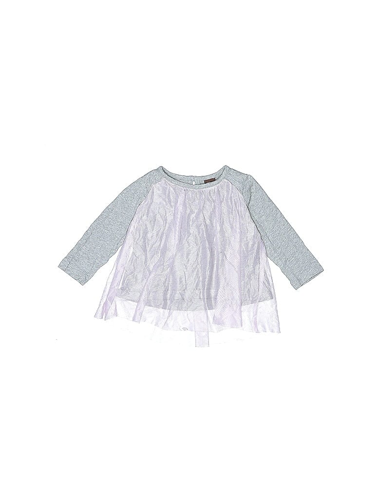 Pre-owned Tea Babies' Long Sleeve Top Gray Ruffles Neckline Tops