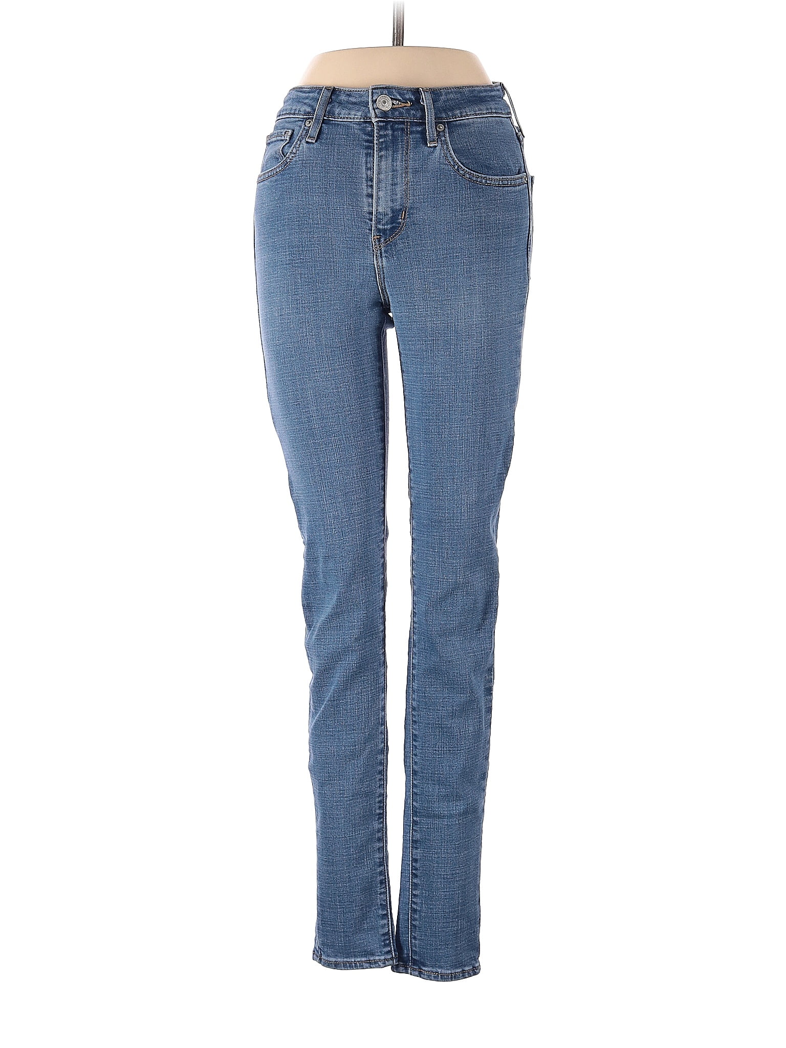 Levi's Solid Blue 721 High Rise Skinny Women's Jeans 25 Waist 75 off
