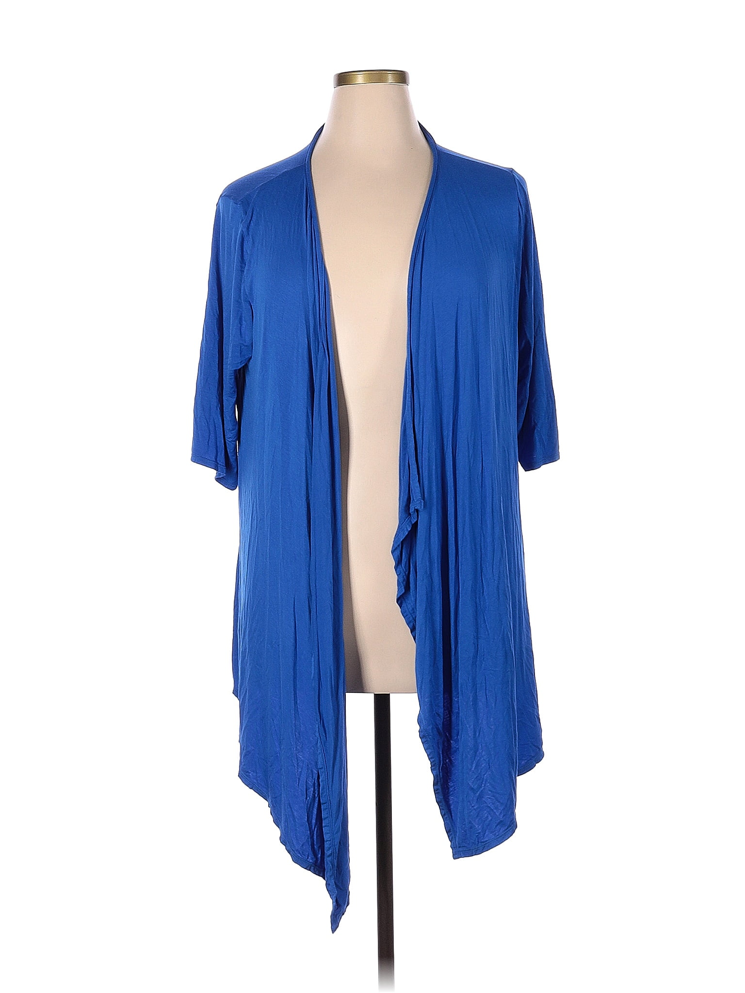 Rhonda Shear Color Block Solid Blue Cardigan Size XL - 75% off | thredUP