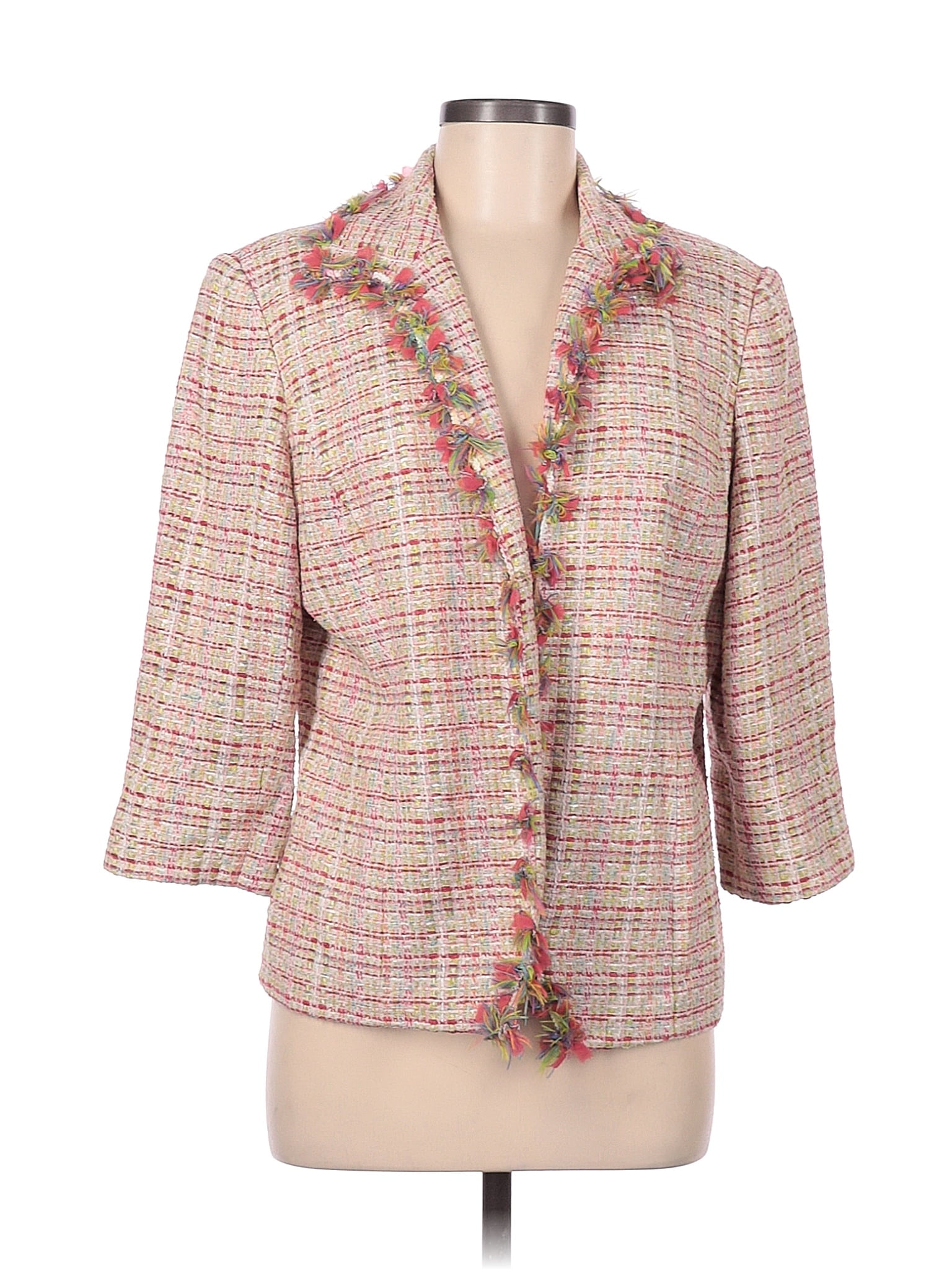 Veste Blazer Femme Coldwater Creek Jaune Pâle - Taille 10, Manches 3/4, 100% Coton (Occasion)