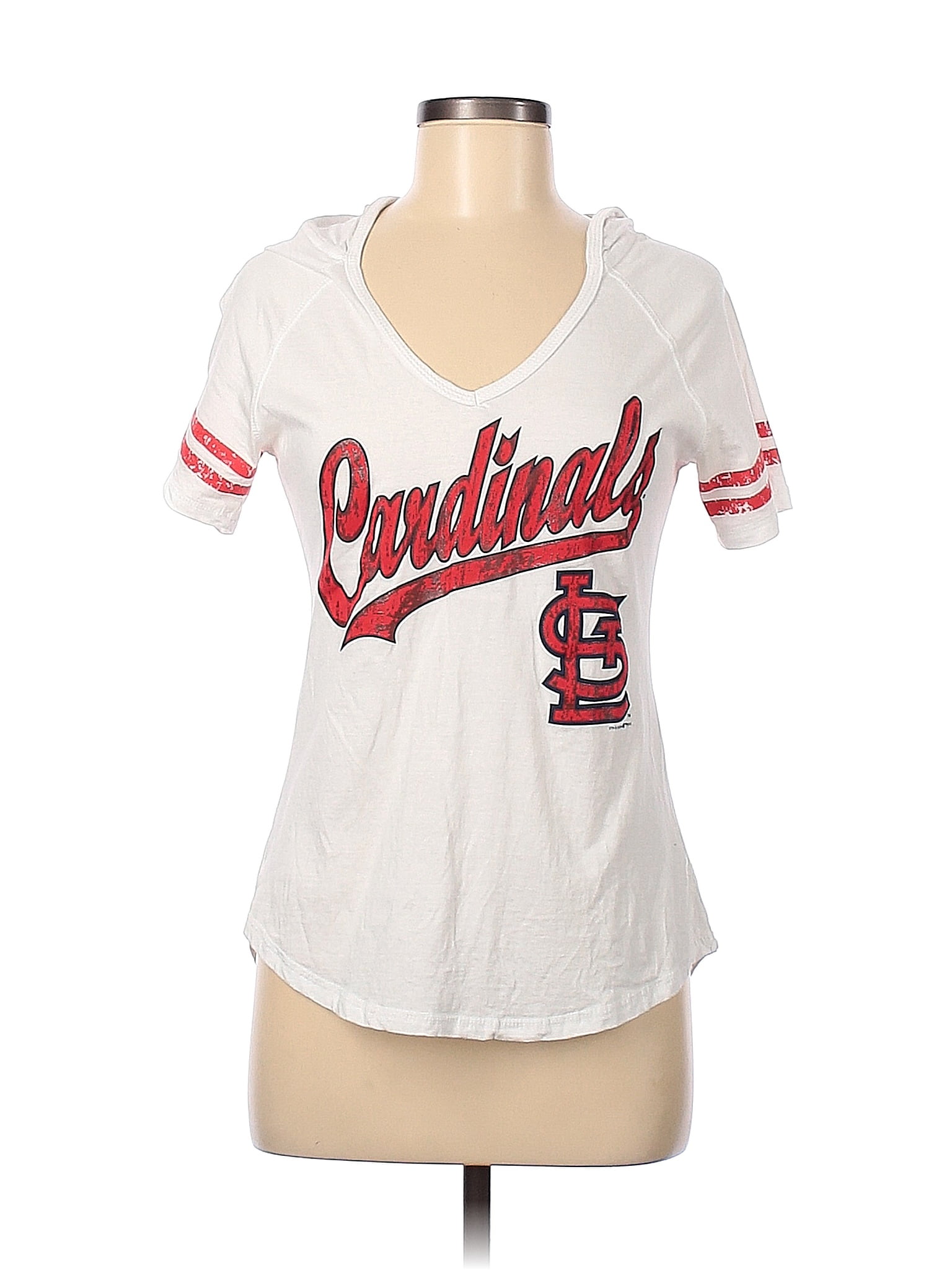 5th & Ocean Women's St. Louis Cardinals Pinstripe Glitter Raglan T