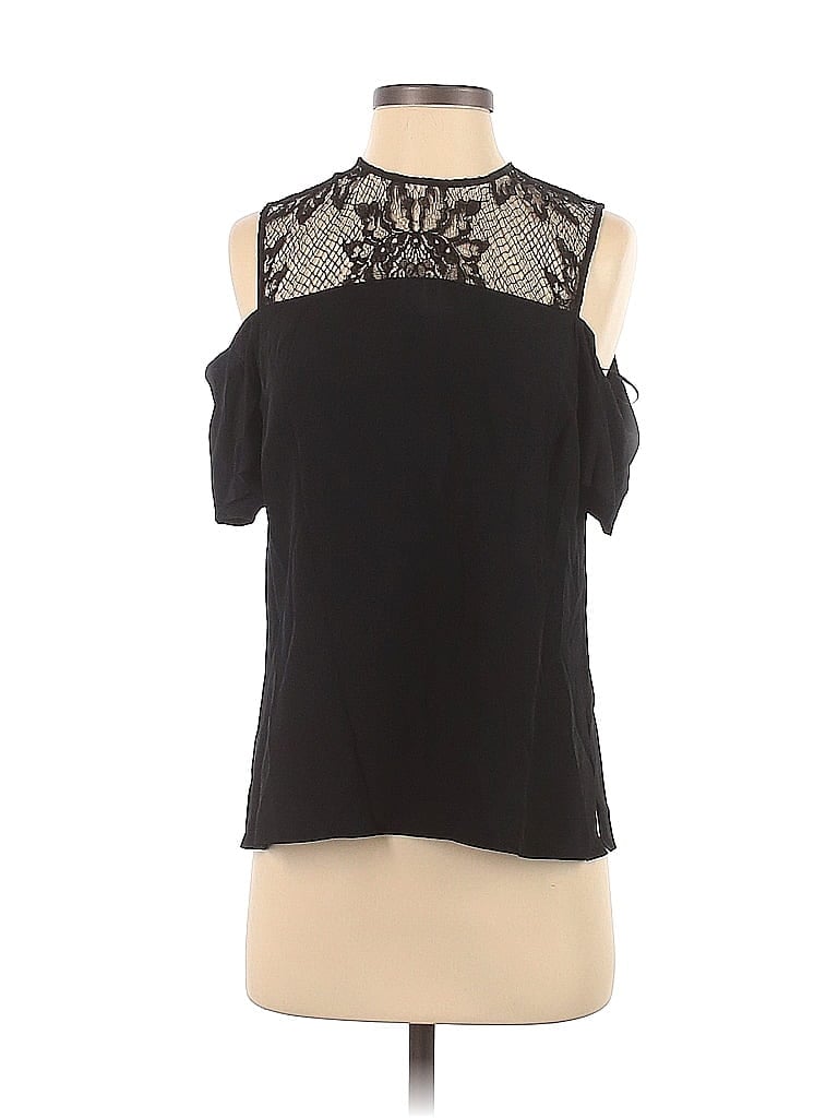 A.L.C. 100% Silk Black Short Sleeve Silk Top Size 4 - photo 1