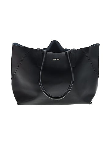 Lodis black leather online tote