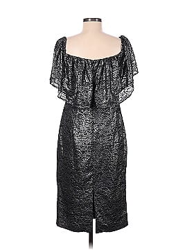 MIKAEL AGHAL Black and Silver Metallic Lace Cocktail Dress (view 2)
