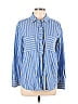 Ann Taylor LOFT 100% Cotton Stripes Blue Long Sleeve Button-Down Shirt Size L - photo 1