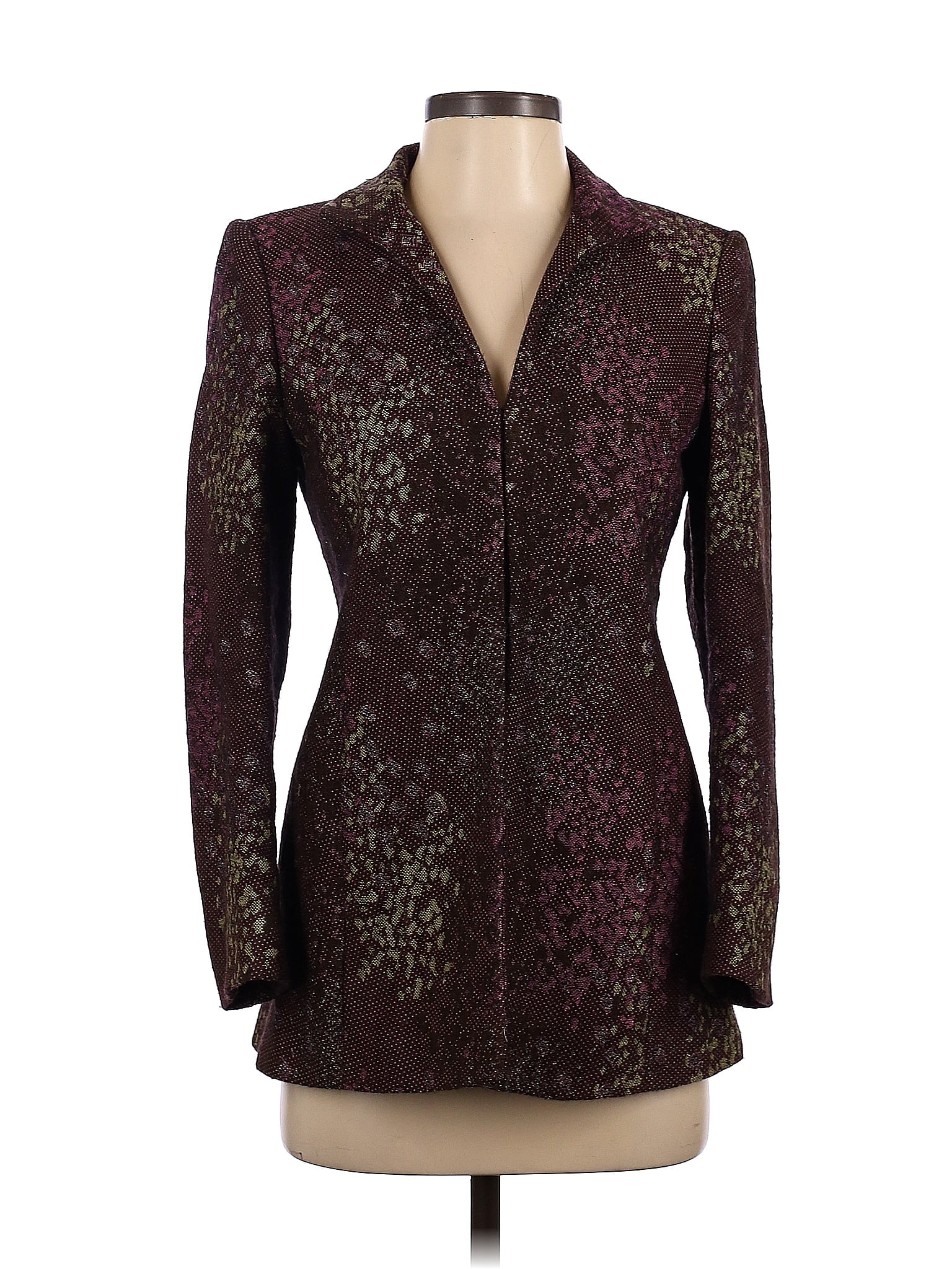 Manteau Car Coat En Satin Rouge - Linda Allard For Ellen Tracey - Taille 2P - Occasion Très Bon état