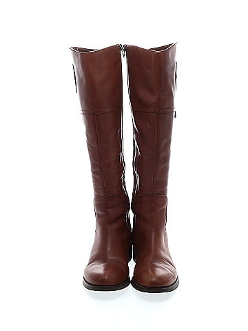 Etienne Aigner 100 Leather Solid Brown Boots Size 6 1 2 80 off