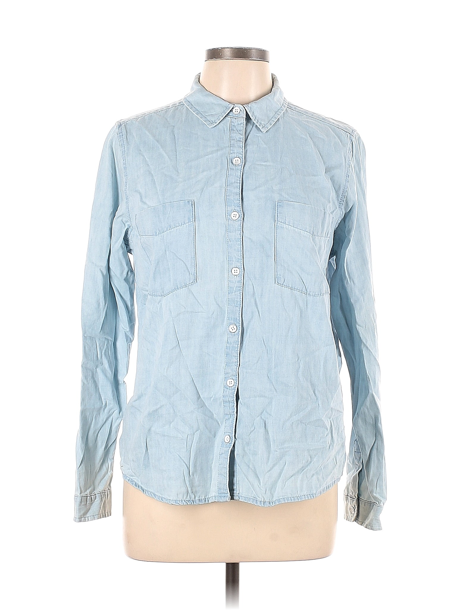 Falls Creek Blue Long Sleeve Button-Down Shirt Size L - 47% off | thredUP