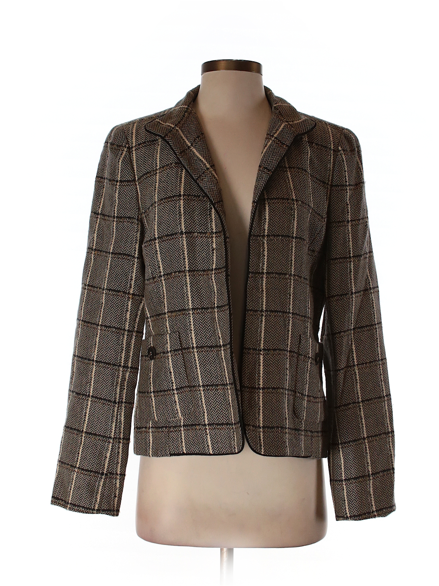Nina Mclemore Checkered-gingham Brown Blazer Size 4 - 95% off | thredUP