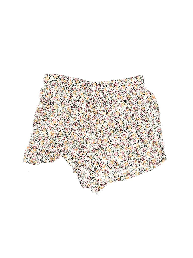 Volcom 100% Viscose Floral Floral Motif Paisley Tweed Hearts Stars Brocade Polka Dots Paint Splatter Print Ivory Shorts Size 10 (Petite) - photo 1