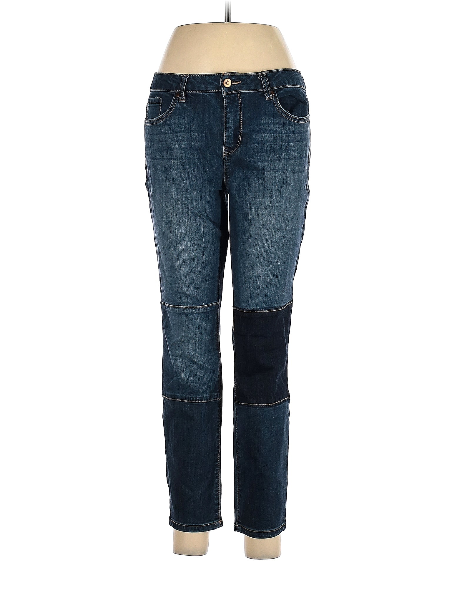 Miss Poured In blue Tortoise Grid Color Block Blue Jeans Size 8 - 73%