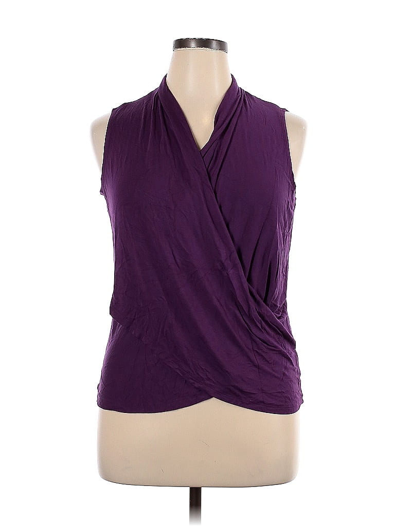 Haut Sans Manches Taille Plus Fleurish - Violet, Avec Broche - Taille 1X - Occasion Bon état
