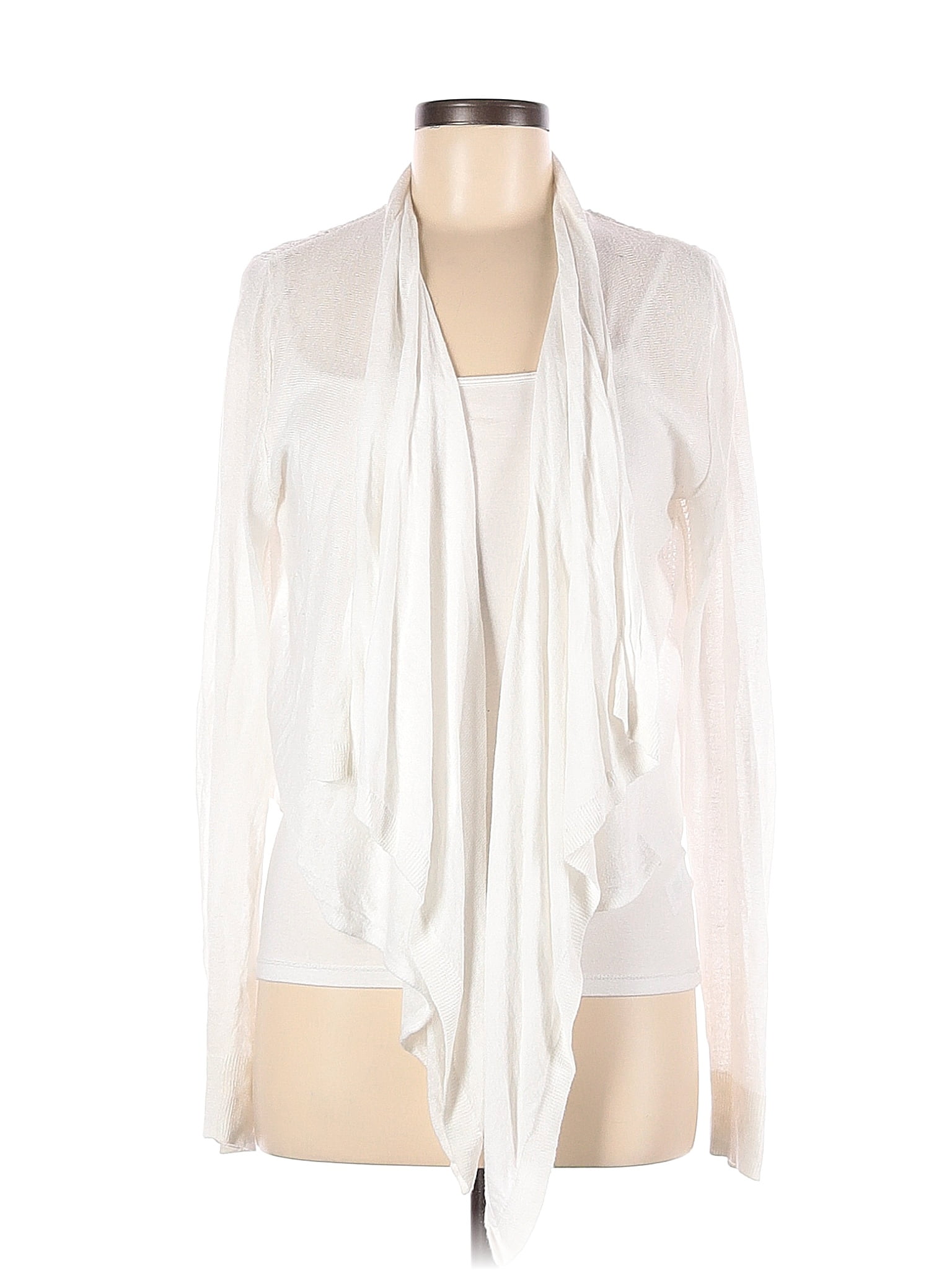 Elle Color Block Solid White Ivory Cardigan Size M - 53% off | thredUP