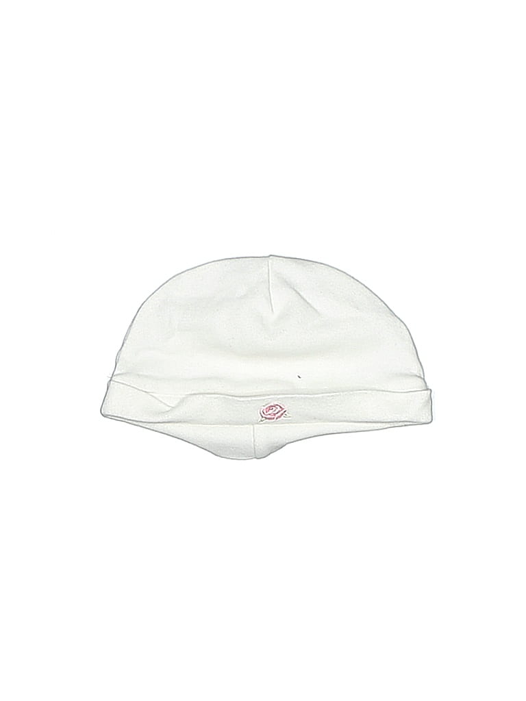 First Impressions 100% Cotton Solid White Ivory Beanie Size 9 mo - photo 1