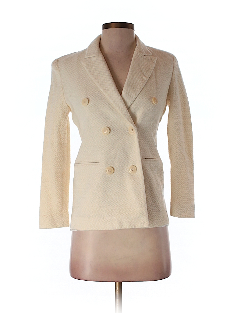 Tailleur Platinum by Barrie Pace Solid Ivory Wool Blazer Size 4 (Petite ...