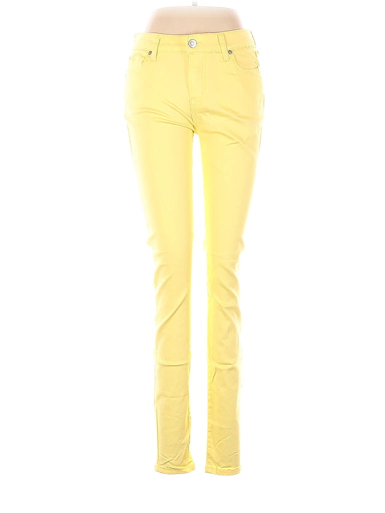 Fashion Nova 100% Cotton Color Block Yellow Jeans Size 7 - photo 1