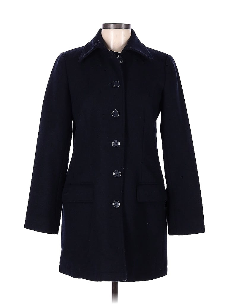 Harve Benard by Benard Holtzman 100% Wool Solid Navy Blue Wool Coat ...