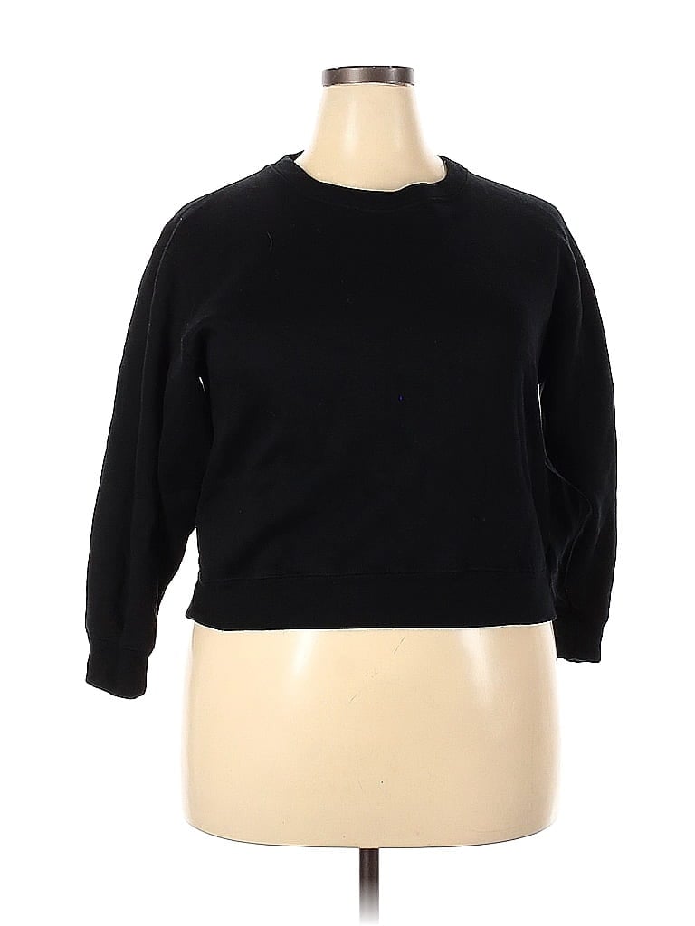 Assorted Brands 100% Acrylic Solid Black Sweatshirt Size 2X (Plus) - photo 1