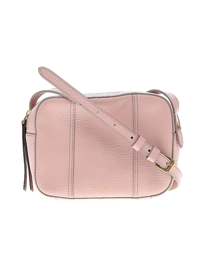 Fossil Solid Pink Leather Crossbody Bag One Size - photo 1
