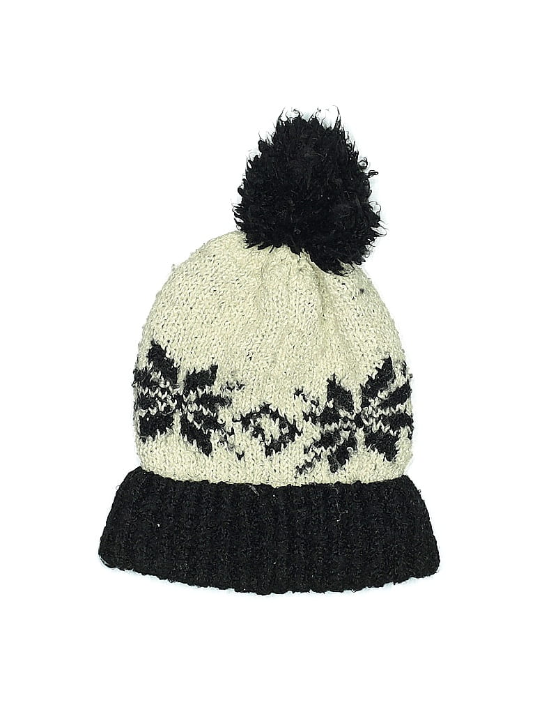 Free People 100% Polyester Color Block Marled Ivory Black Beanie One Size - photo 1