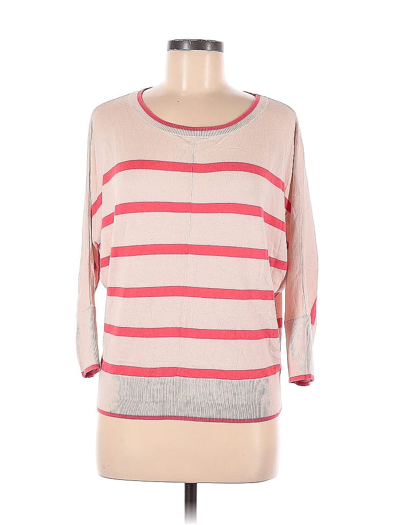 Ann Taylor LOFT Stripes Pink Tan Pullover Sweater Size M - photo 1
