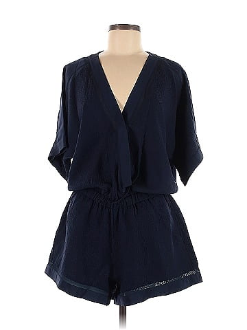 Twelfth Street by Cynthia Vincent 100 Silk Solid Navy Blue Romper