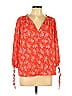 Collective Concepts 100% Polyester Floral Orange Red Long Sleeve Blouse Size L - photo 1