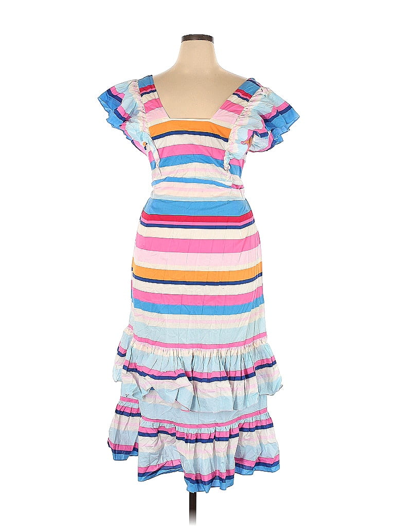 Plenty By Tracy Reese 100% Cotton Stripes Multi Color White Casual Dress Size 1X (Plus) - photo 1