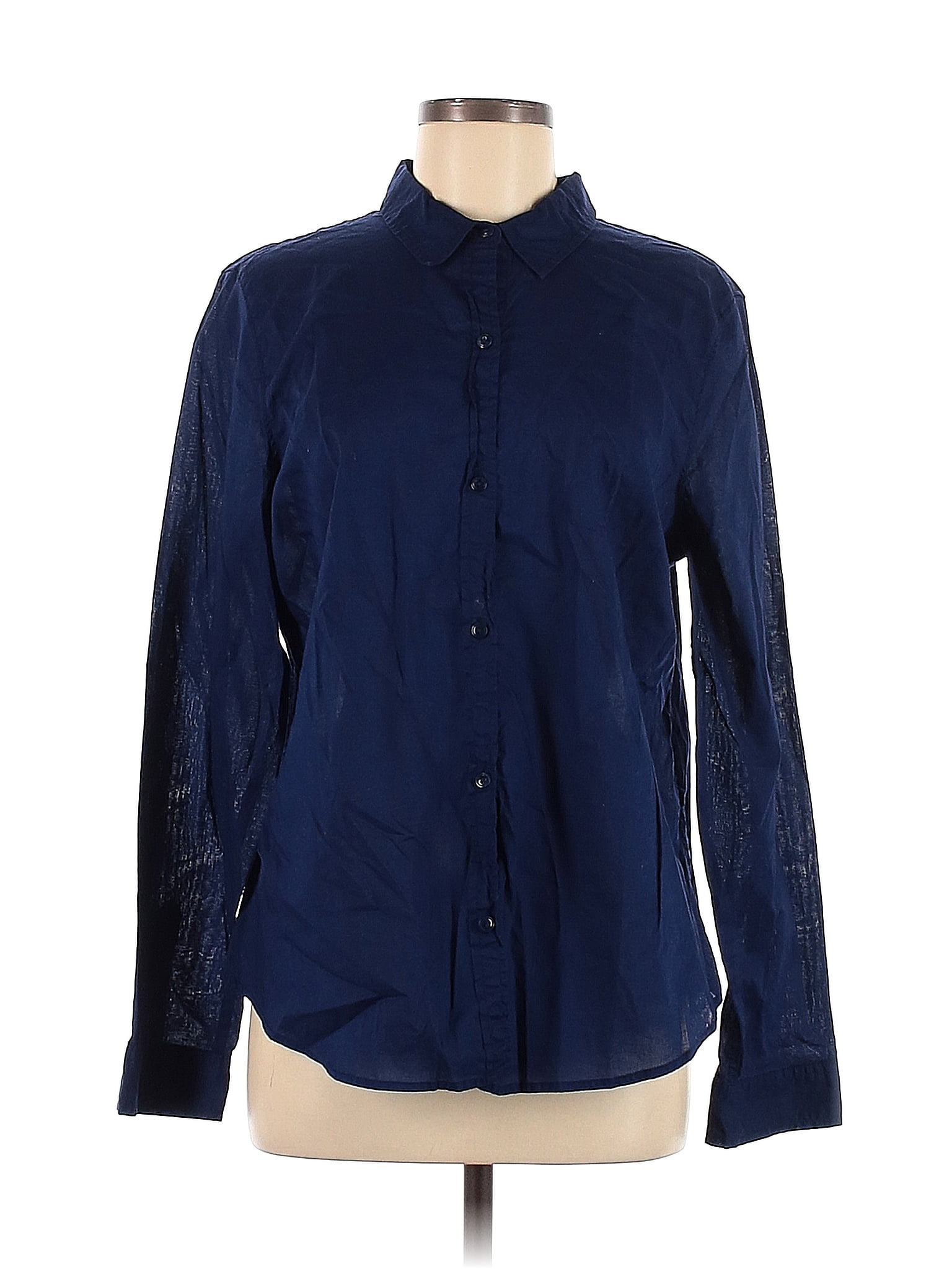 Gap 100% Cotton Solid Blue Long Sleeve Blouse Size L - 79% off | thredUP