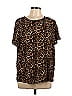 Chelsea & Theodore 0100% Polyester Animal Print Leopard Print Brown Short Sleeve Blouse Size XL - photo 1
