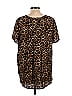 Chelsea & Theodore 0100% Polyester Animal Print Leopard Print Brown Short Sleeve Blouse Size XL - photo 2