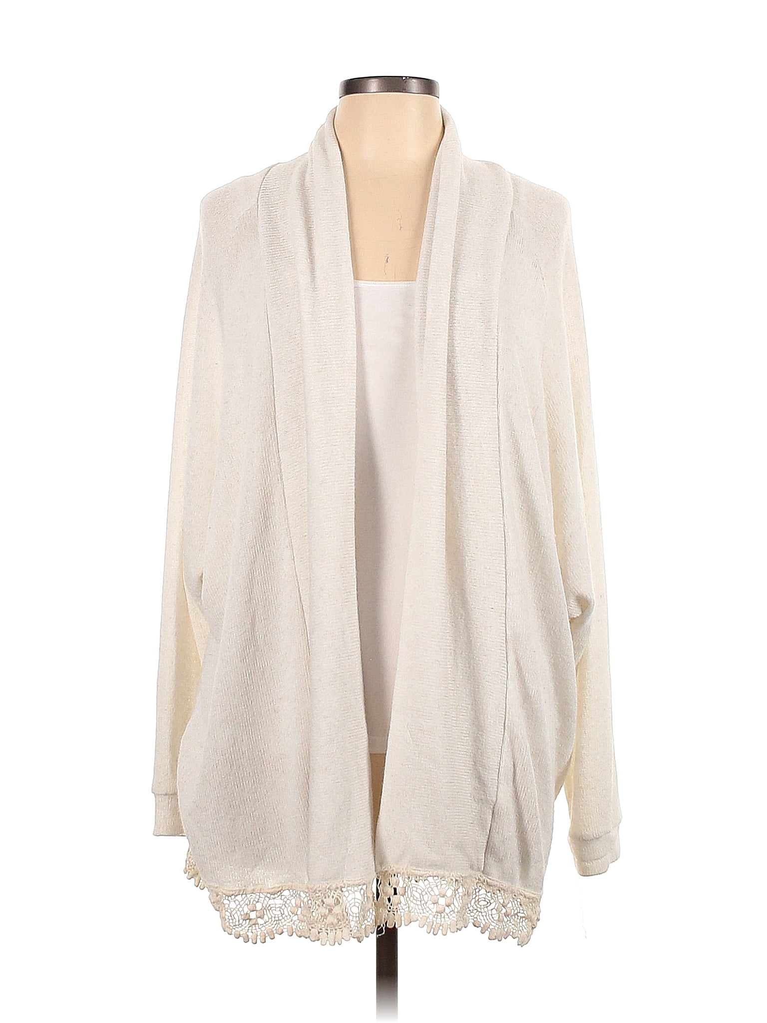 Color Thread Color Block Solid Ivory Cardigan Size L - 66% off